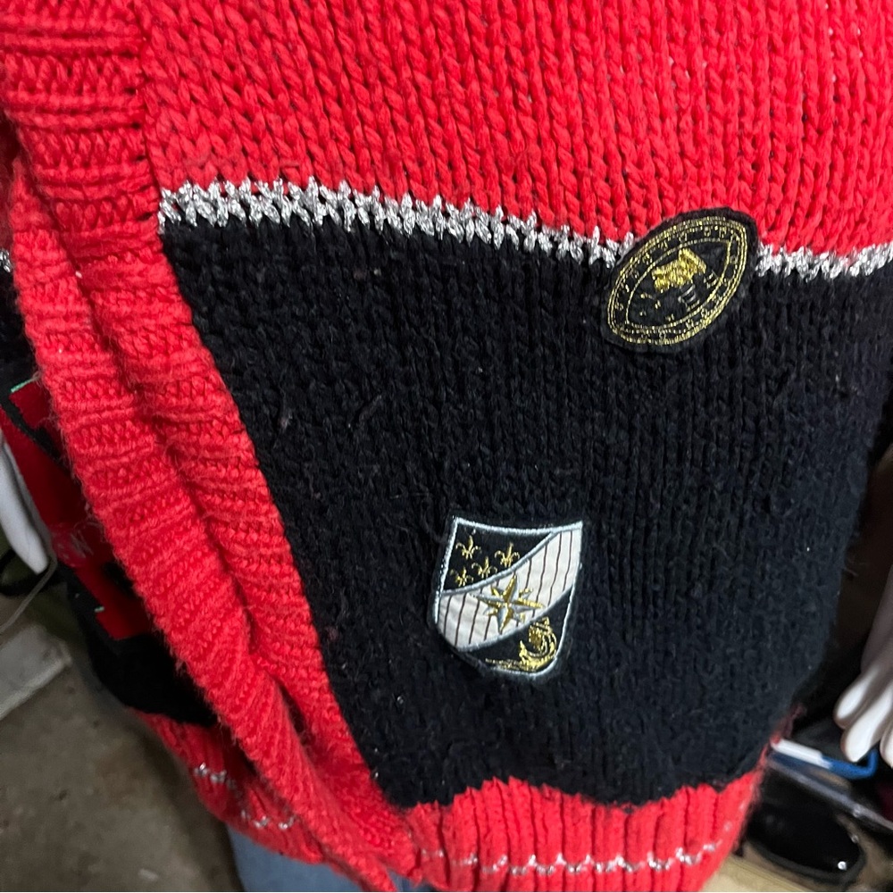 Vintage Black & Red Patchwork Cardigan (Estimated Late 80s–Early 90s) - Picture 10 of 14